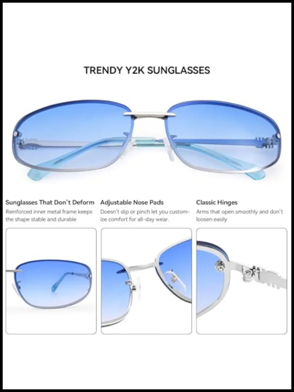 Y2K Metal Wrap Around Sunglasses UV400 Oval Retro Shades